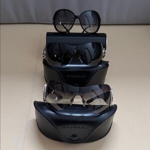 Bulgari 2000’s 3 Pairs of Embellished Black and Silver Sunglasses Collection